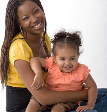 Mom holding child